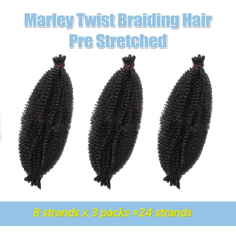 10 Inch Braiding Hair for Faux Soft Locs Crochet Braids Passion Spring Cuban Twist Hair Butterfly Loc Marley Twist Braiding Hair Extensions(3 Packs,1B)