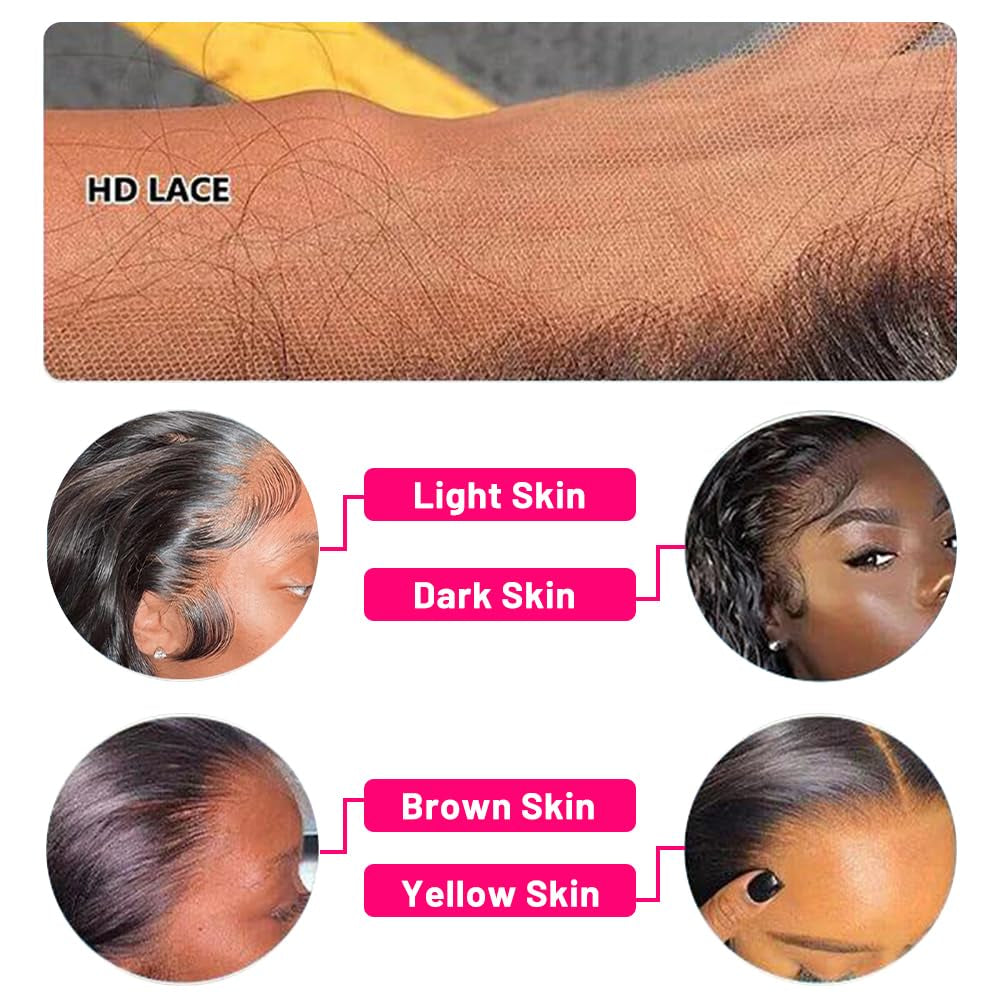 Straight Lace Front Human Hair Wig 20 Inch Wigs Human Hair Pre Plucked 13X4 HD Lace Frontal Straight Human Hair Wigs for Women with Baby Hair Glueless Natural Color