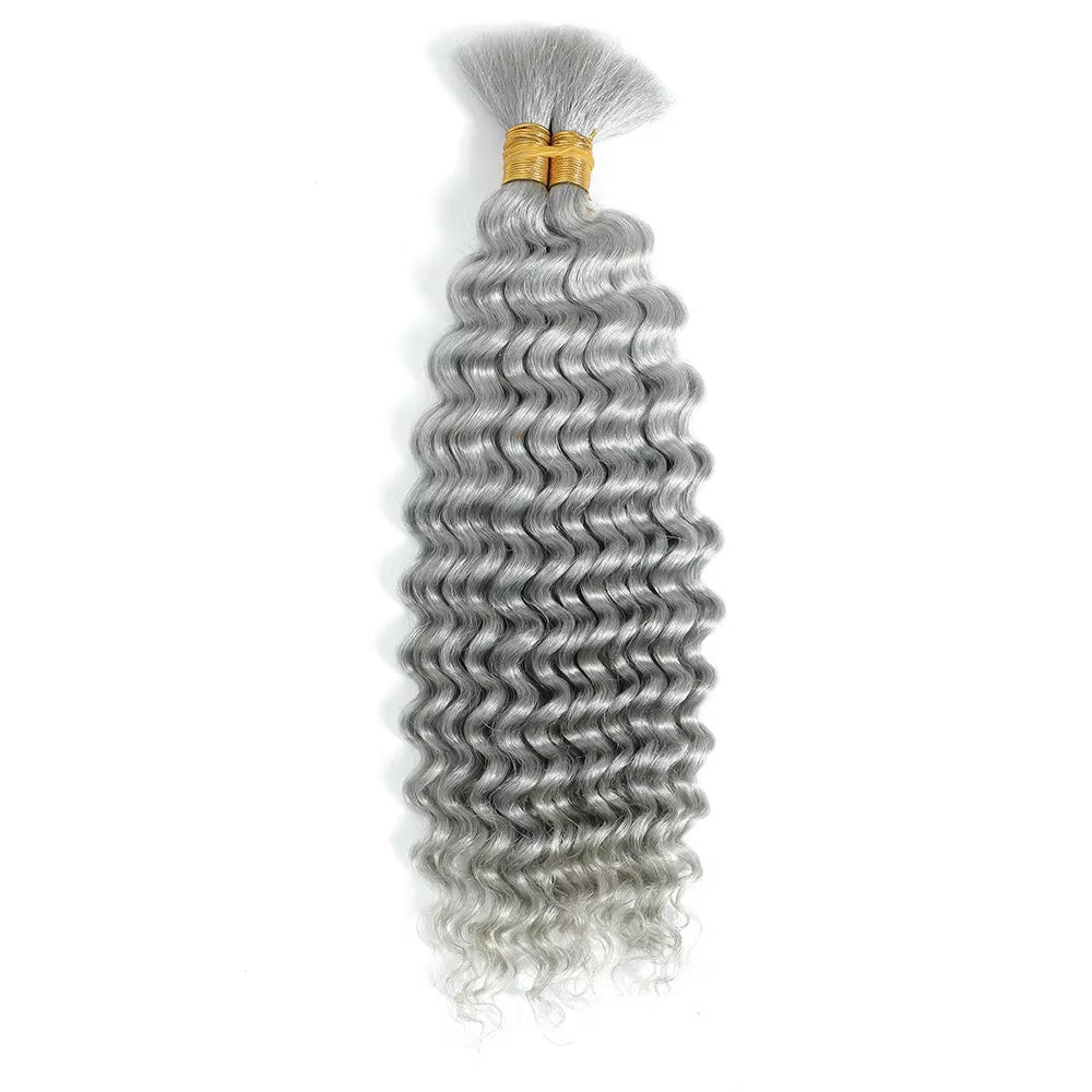 Human Braiding Hair Deep Wave Bulk Human Hair 100G No Weft Human Hair Bundles Micro Human Braiding Hair for Boho Braids