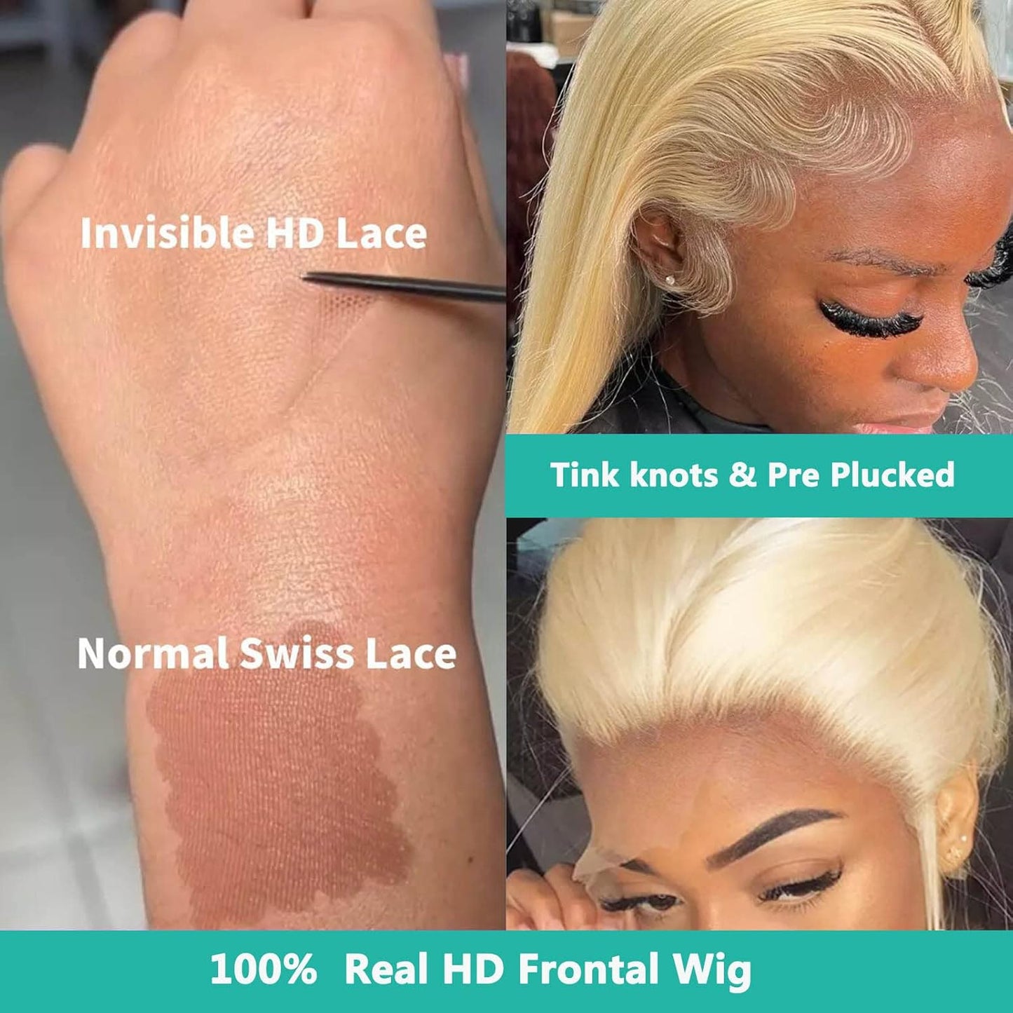 613 Lace Front Wig Human Hair, 13X6 Transparent HD Frontal for Black Women 12A Straight Blonde Wigs Hair Pre Plucked with Baby (36Inch, Hair)