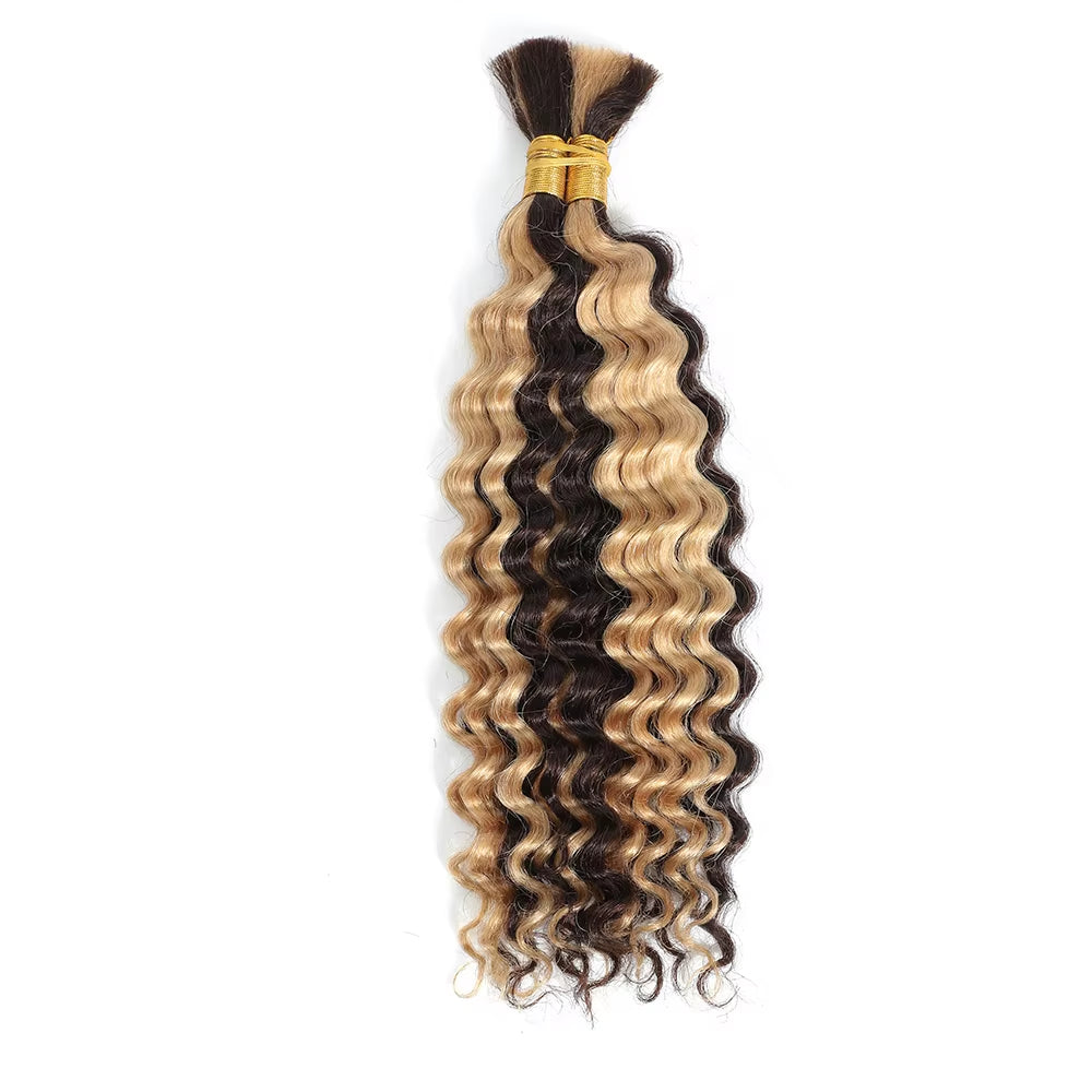 Human Braiding Hair Deep Wave Bulk Human Hair 100G No Weft Human Hair Bundles Micro Human Braiding Hair for Boho Braids