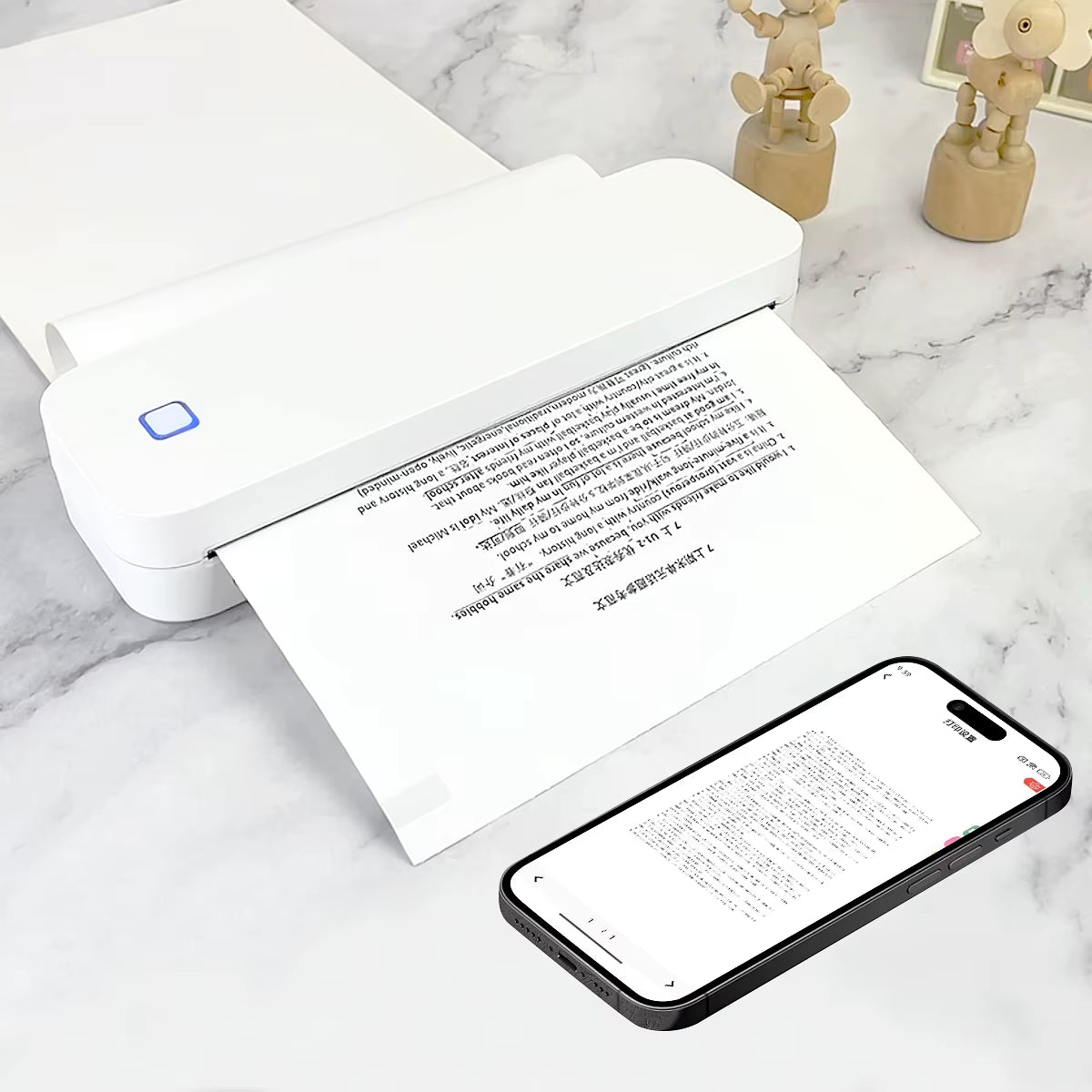 A4 Thermal Printer 203DPI Bluetooth Pocket Photo Document Printer Memo Note Tattoo Printing Wireless Inkless Thermal Printer