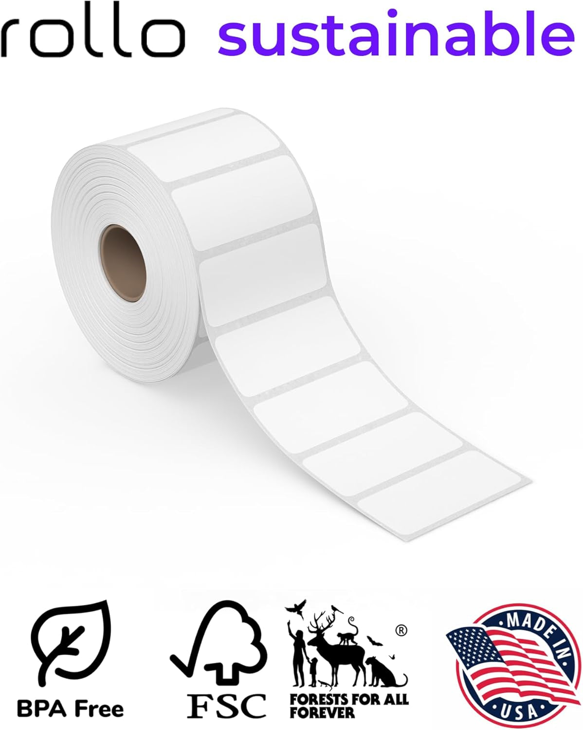 Direct Thermal 2X1 Barcode Labels - Roll of 1,000 Thermal Labels for Shipping (Commercial Grade Stickers)