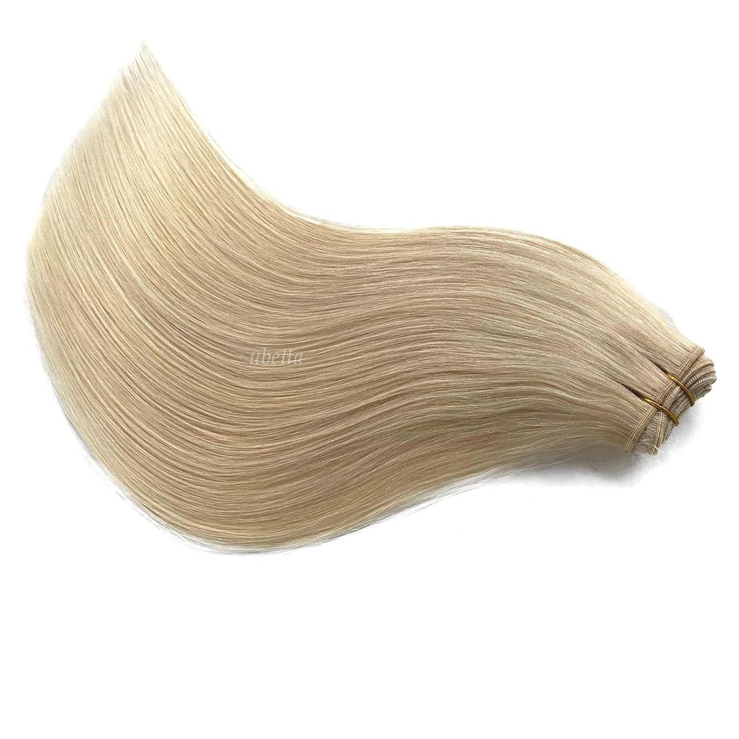 Sew in Real Human Hair Extensions, Blonde Weft 100G 20 Inch Hand Tied Weft Hair Extensions for Women