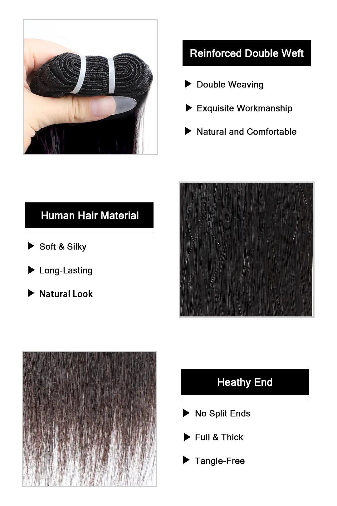 Cambodia Raw Hair Bundle Straight Natural Color 12A