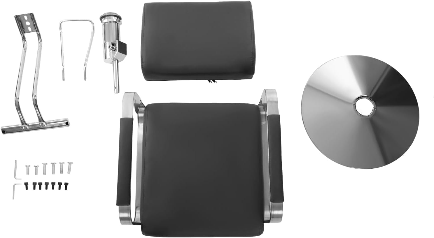 Barber Salon Chair, 360° Rotatable Adjustable Beauty Spa Hair Styling Salon Chair 440Lbs Multi-Function Barber Chair W/Footrest &PU Cushion for Hair Salons & Barber Shops (Black + Silver)