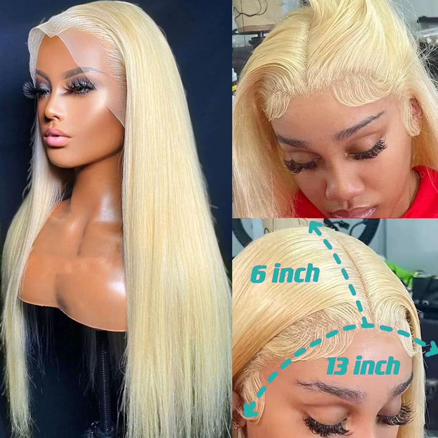 613 Lace Front Wig Human Hair, 13X6 Transparent HD Frontal for Black Women 12A Straight Blonde Wigs Hair Pre Plucked with Baby (36Inch, Hair)