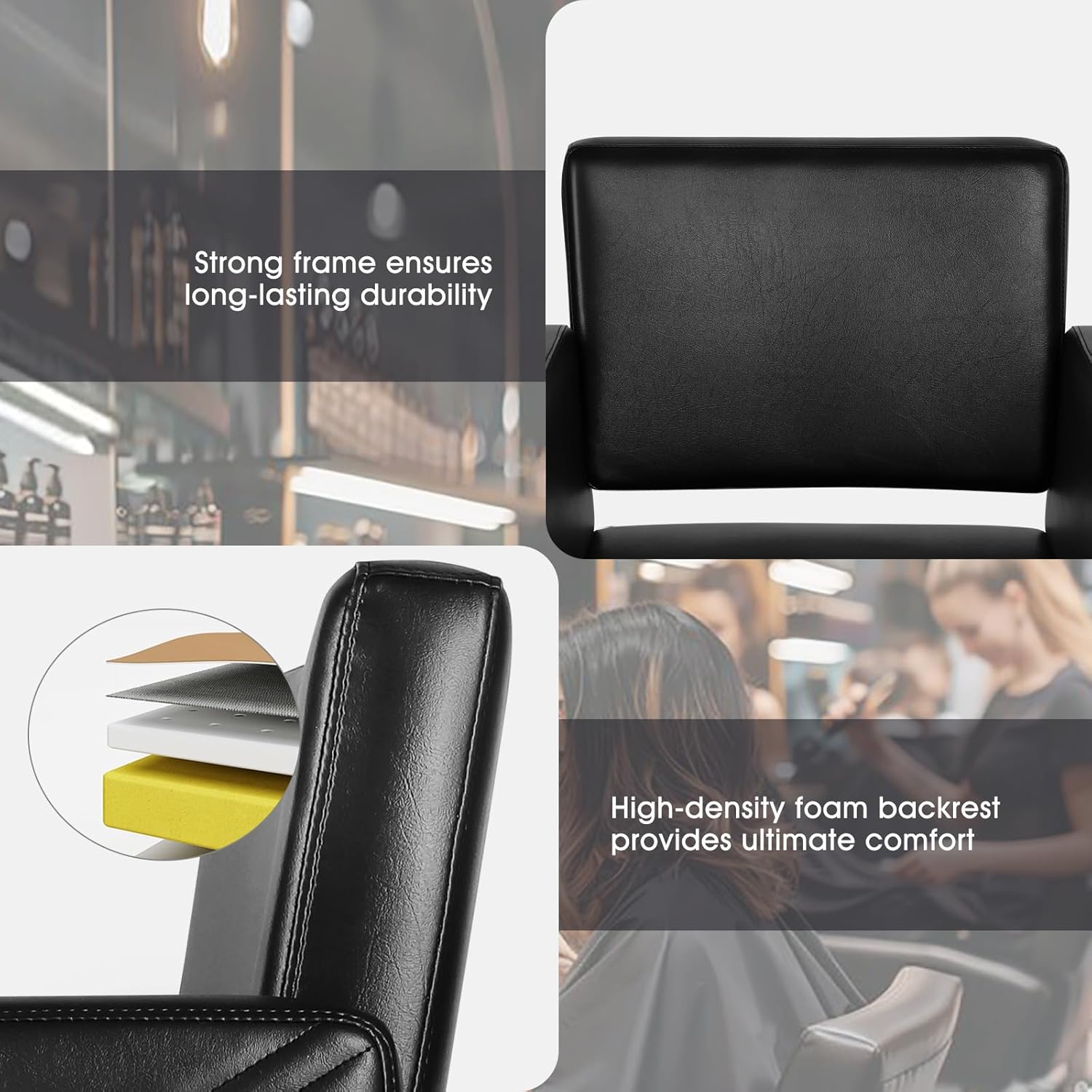 Salon Chair for Hair Stylist, Stylist Chair with Heavy Duty Hydraulic Pump, 360 Degrees Rolling Swivel Spa Beauty Equipment for Hair Stylist Women Man, Max Load Weight 330 Lbs