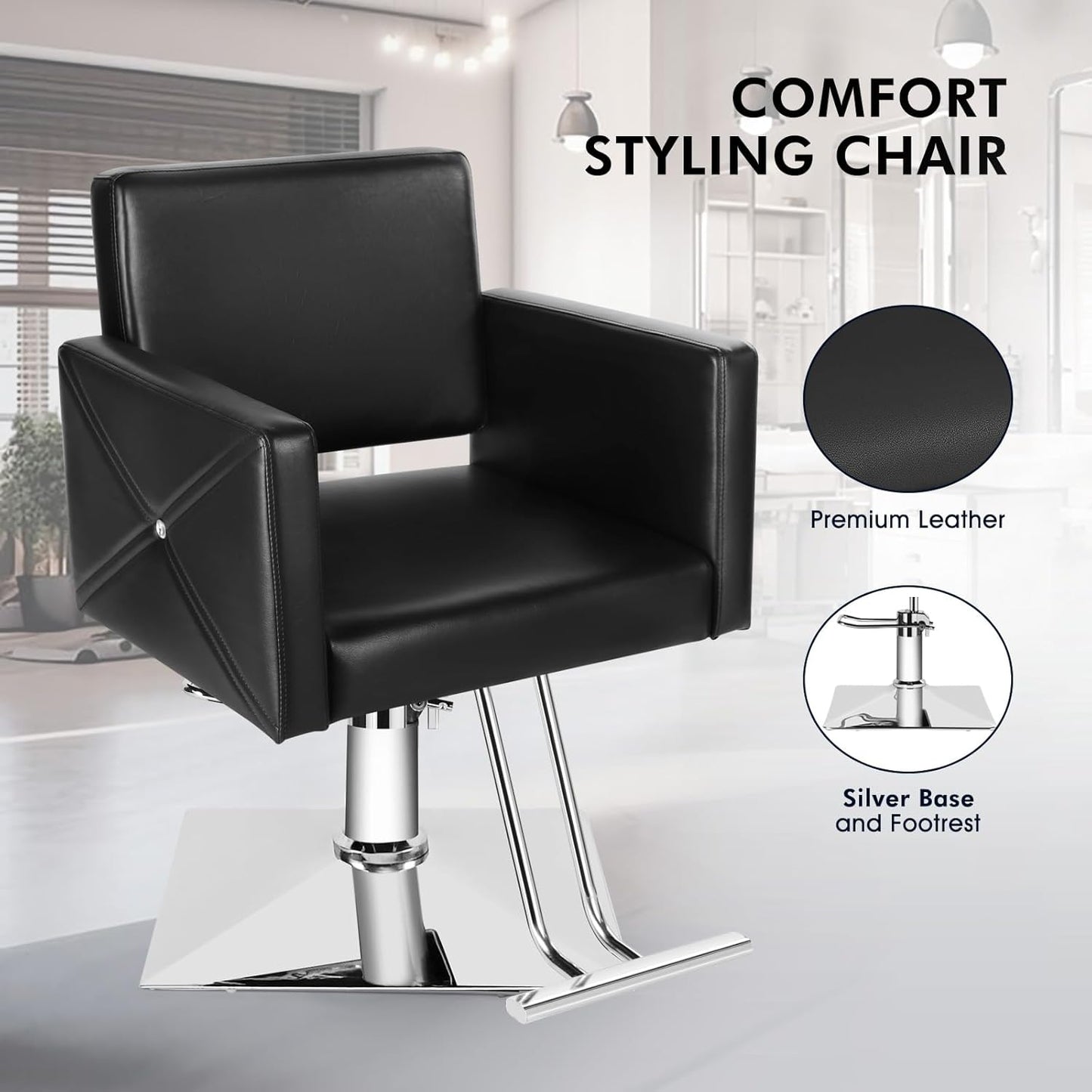 Salon Chair for Hair Stylist, Stylist Chair with Heavy Duty Hydraulic Pump, 360 Degrees Rolling Swivel Spa Beauty Equipment for Hair Stylist Women Man, Max Load Weight 330 Lbs