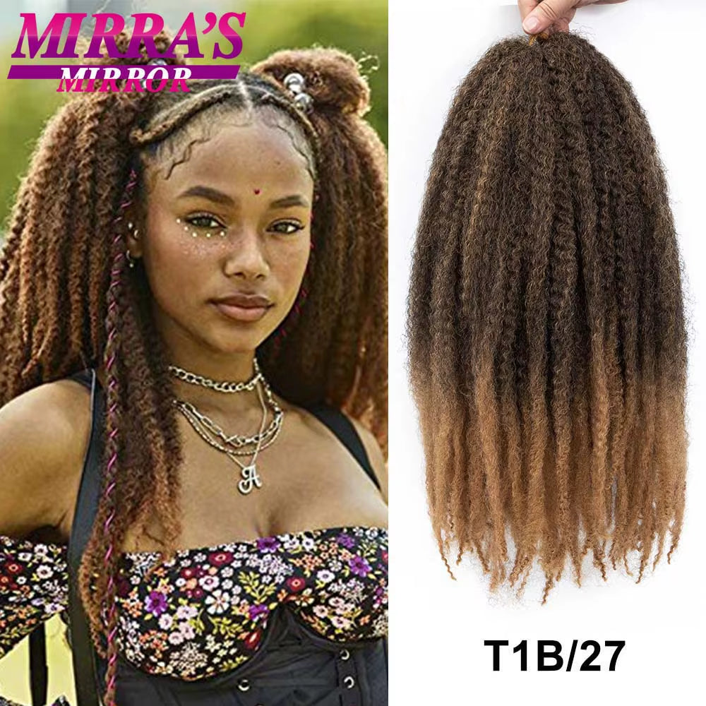 Synthetic Marley Braid Hair 18/24 Inch Crochet Braids Marley Twist Braiding Hair for Faux Locs Afro Kinky Curly Hair Extensions