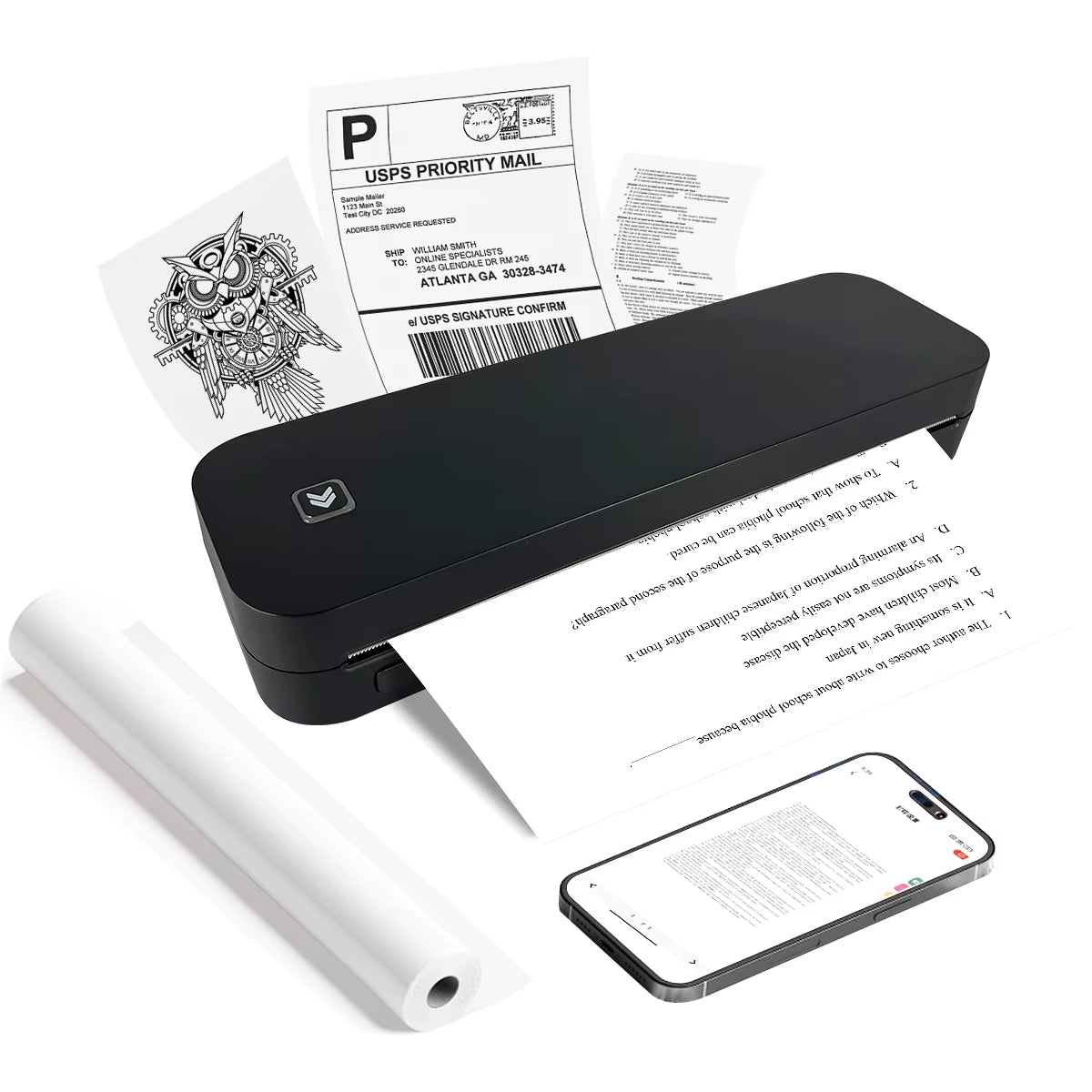 A4 Thermal Printer 203DPI Bluetooth Pocket Photo Document Printer Memo Note Tattoo Printing Wireless Inkless Thermal Printer
