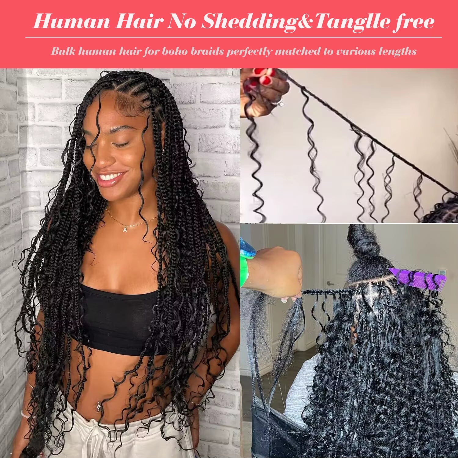 Human Braiding Hair Deep Wave Bulk Human Hair 100G No Weft Human Hair Bundles Micro Human Braiding Hair for Boho Braids