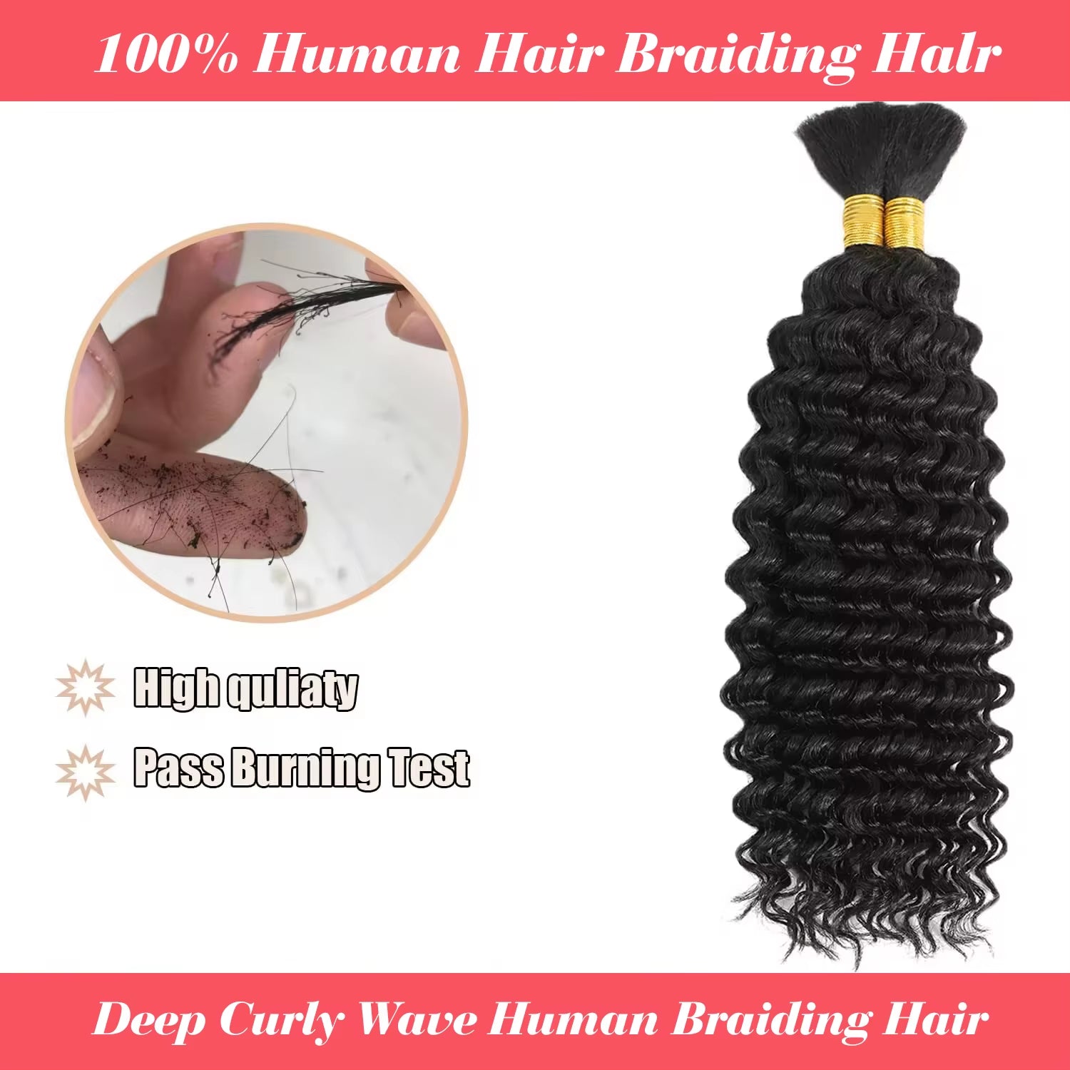 Human Braiding Hair Deep Wave Bulk Human Hair 100G No Weft Human Hair Bundles Micro Human Braiding Hair for Boho Braids