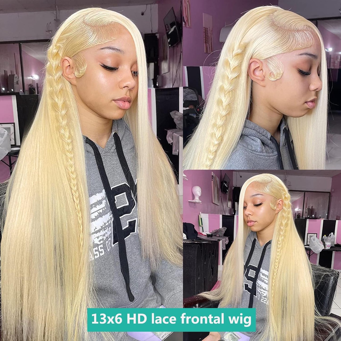613 Lace Front Wig Human Hair, 13X6 Transparent HD Frontal for Black Women 12A Straight Blonde Wigs Hair Pre Plucked with Baby (36Inch, Hair)