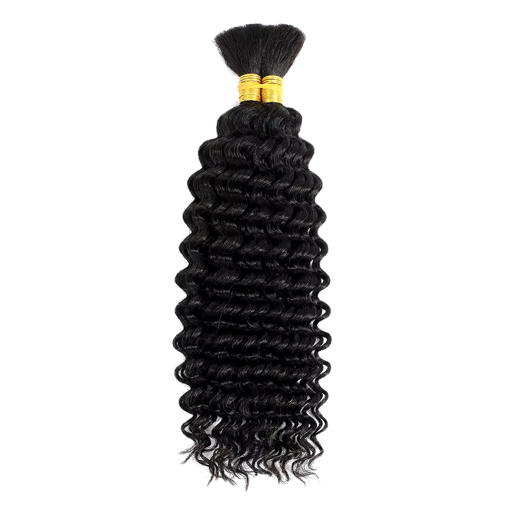 Human Braiding Hair Deep Wave Bulk Human Hair 100G No Weft Human Hair Bundles Micro Human Braiding Hair for Boho Braids
