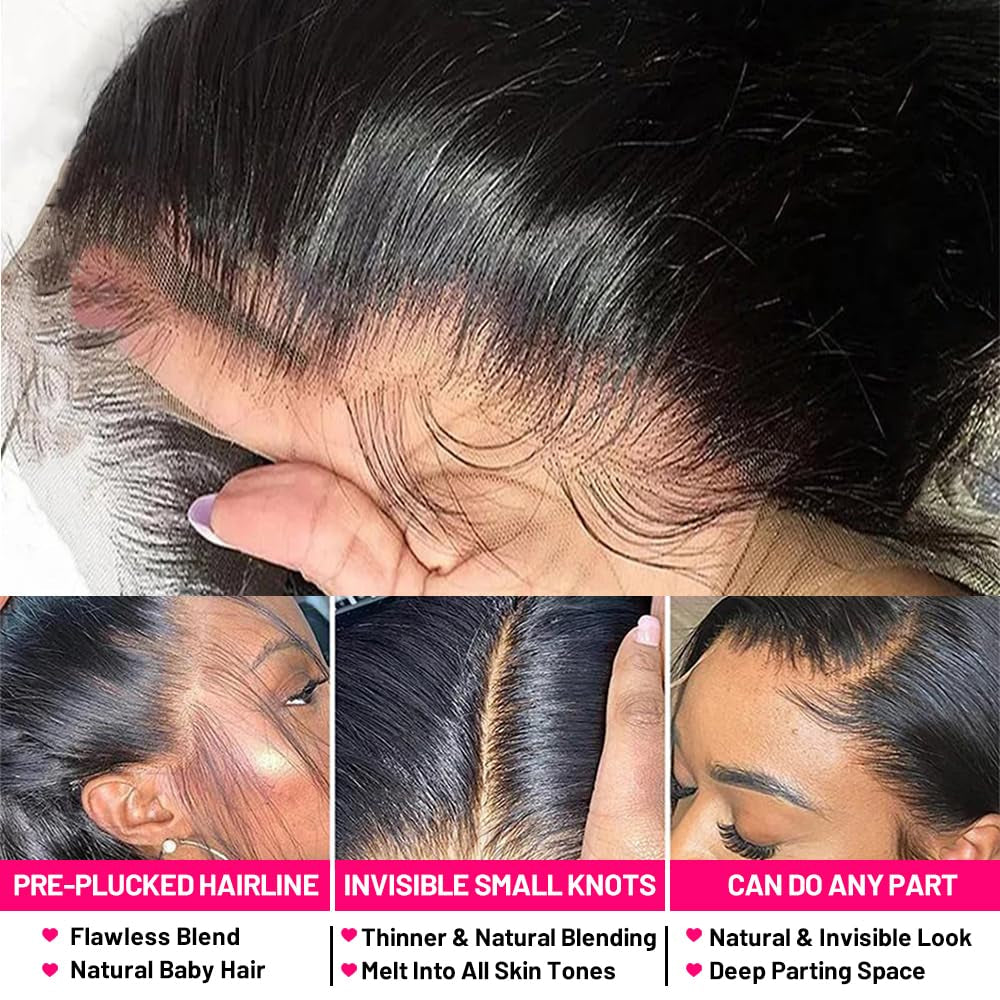 Straight Lace Front Human Hair Wig 20 Inch Wigs Human Hair Pre Plucked 13X4 HD Lace Frontal Straight Human Hair Wigs for Women with Baby Hair Glueless Natural Color